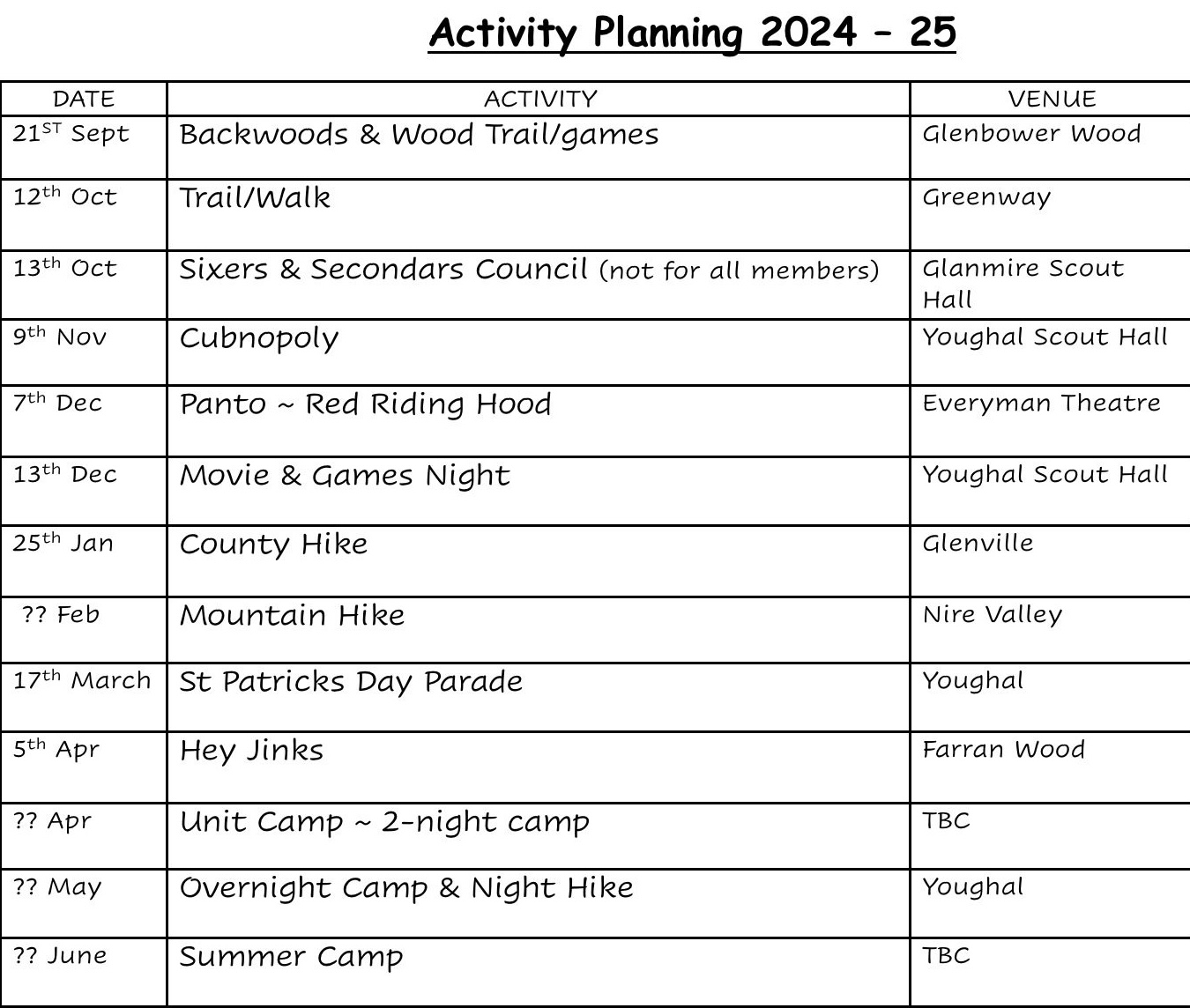 Calendar 2024:25